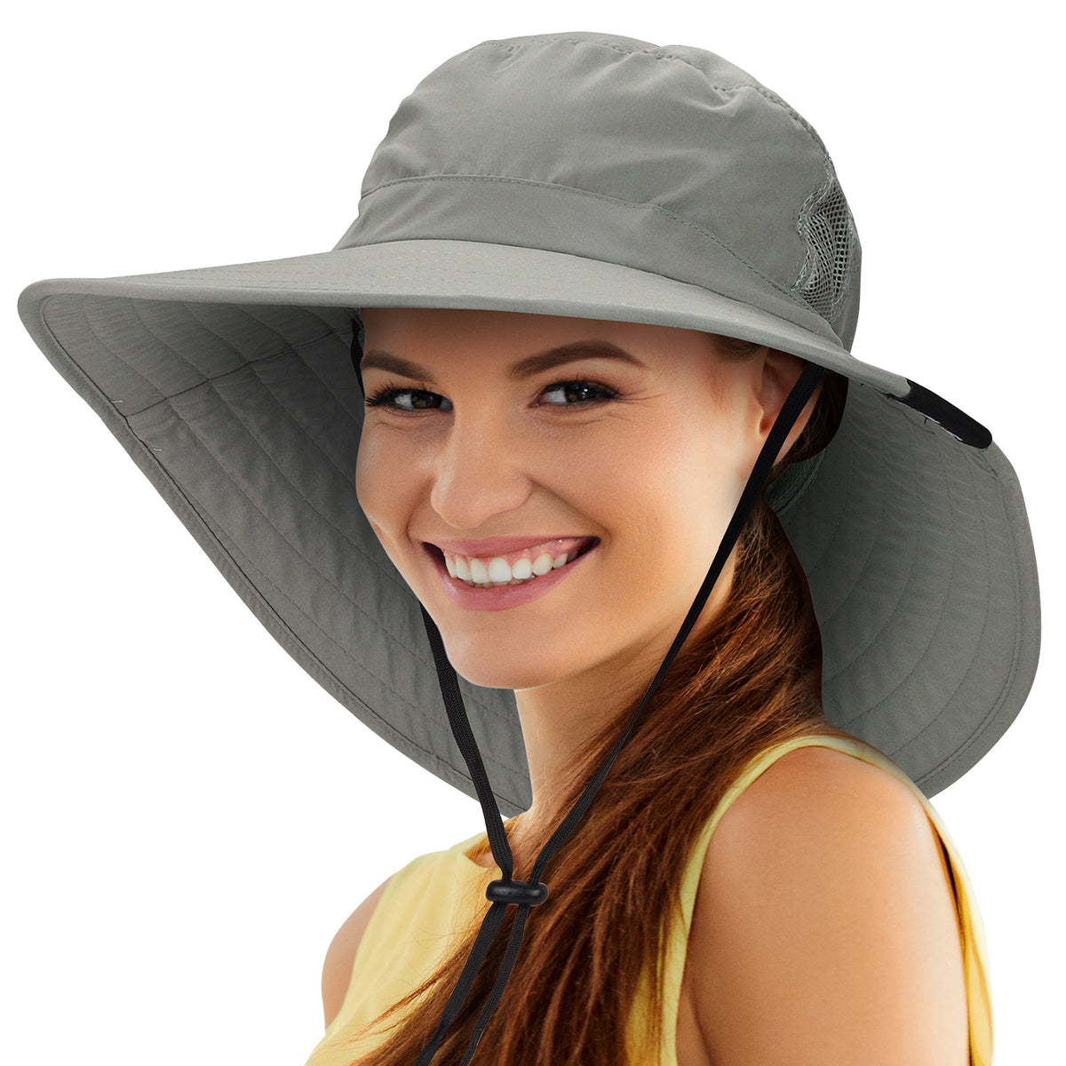 Tirrinia 2 In 1 Outdoors UPF 50+ UV Protection Sun Hat for Womens, One Size  Female Sports Baseball Cap Gardening Fishing Hat with Neck Flap, Khaki 