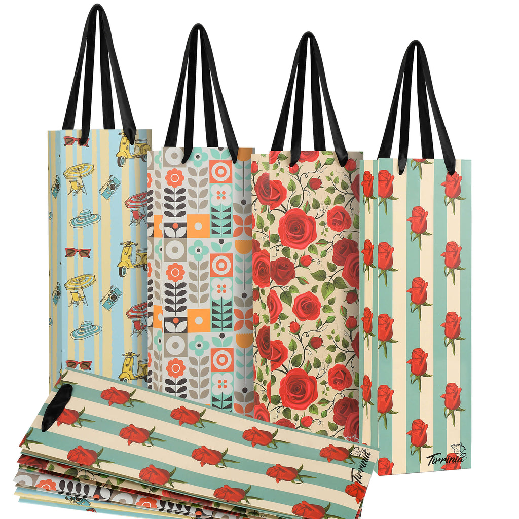 Tirrinia 12pcs Silk Handles Recyclable Paper Wine Gift Bags - Home and Garden product photo