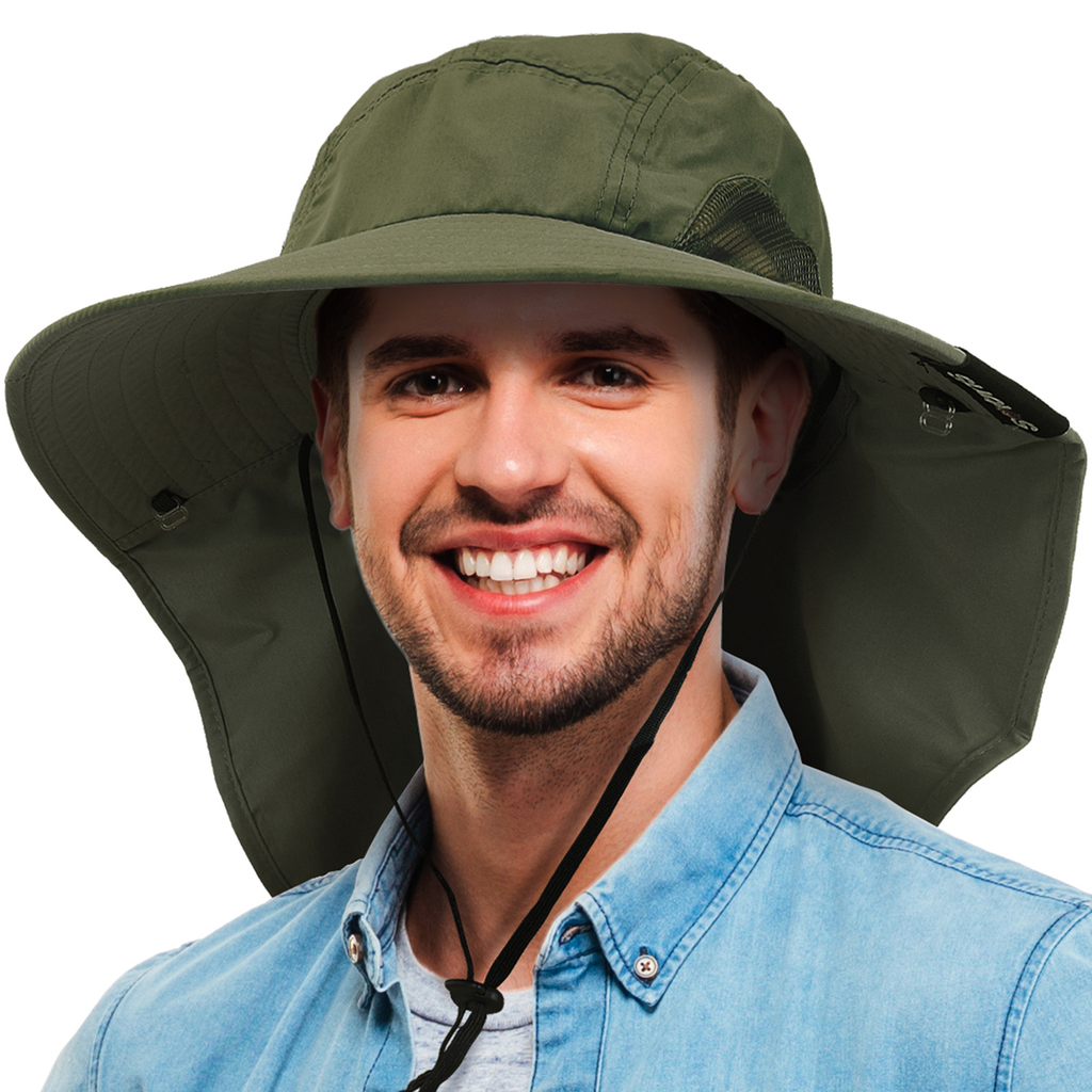 Tirrrinia Men's Wide Brim Sun Hat with Neck Flap