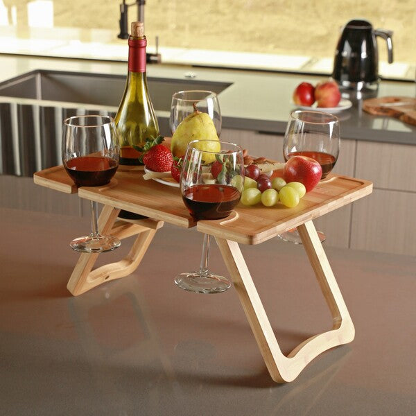 Tirrinia Collapsible Wooden Wine Picnic Table