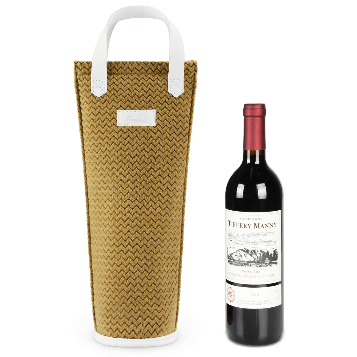 Insulated Single Wine Bottle Carrier — Auto-Seal Opening with PE Support Plate