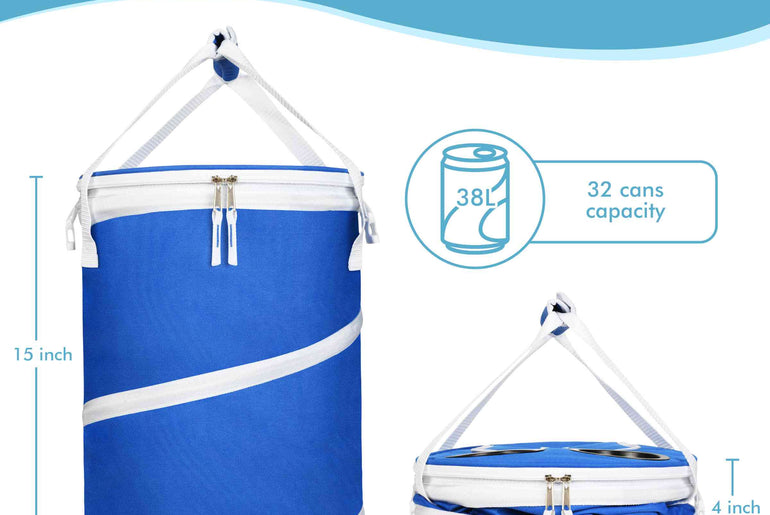 Tirrinia Collapsible Pop-Up Cylinder Cooler Bag back view