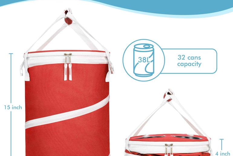 Tirrinia Collapsible Pop-Up Cylinder Cooler Bag side view