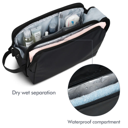 Tirrinia Travel Toiletry Bag – Waterproof Organizer with Dry & Wet Separation front view