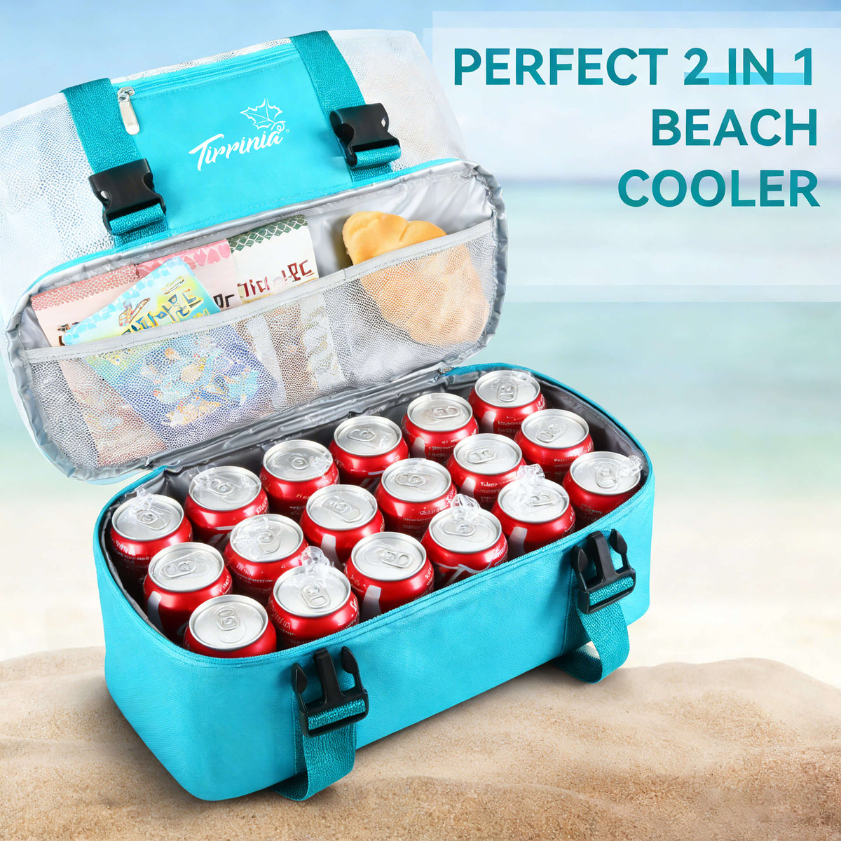 Tirrinia Mesh Beach Bag with Cooler Compartment, Extra Large Totes for Beach  Travel, Functional Fashion Beach Bag for Women