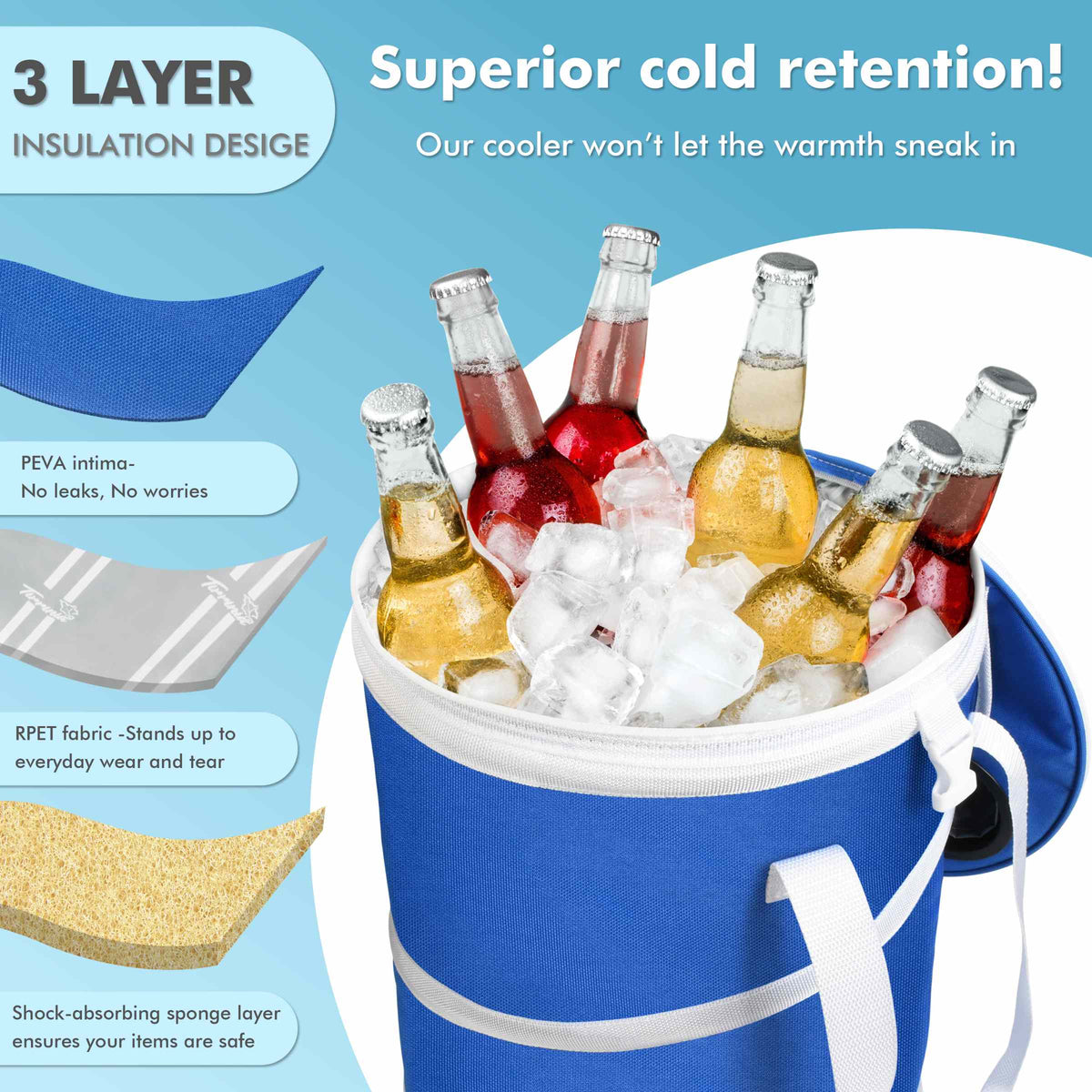 Tirrinia Collapsible Pop-Up Cylinder Cooler Bag product image 7