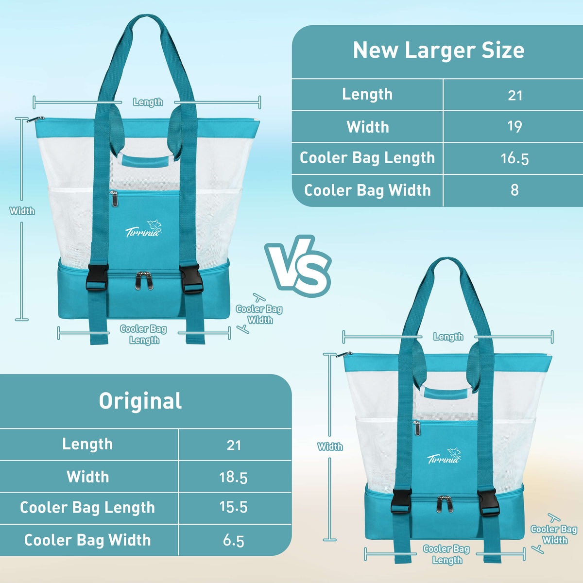 Tirrinia Mesh Beach Bag with Cooler Compartment, Extra Large Totes for Beach  Travel, Functional Fashion Beach Bag for Women