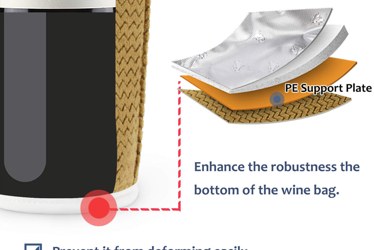 Insulated Single Wine Bottle Carrier — Auto-Seal Opening with PE Support Plate
