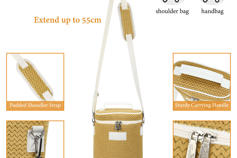 2-Bottle Insulated Wine Cooler Bag — Zipper-Top Tote with Detachable Shoulder Strap