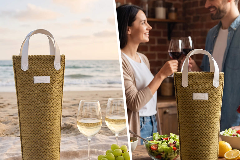 Insulated Single Wine Bottle Carrier — Auto-Seal Opening with PE Support Plate