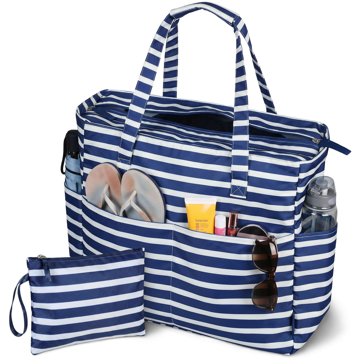 Tirrinia Extra Large Beach Tote Bag – Waterproof Travel Tote with Wet & Dry Separation side view