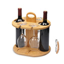 Tirrinia Bamboo Wine Bottle Holder with Corkscrew