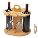Tirrinia Bamboo Wine Bottle Holder with Corkscrew