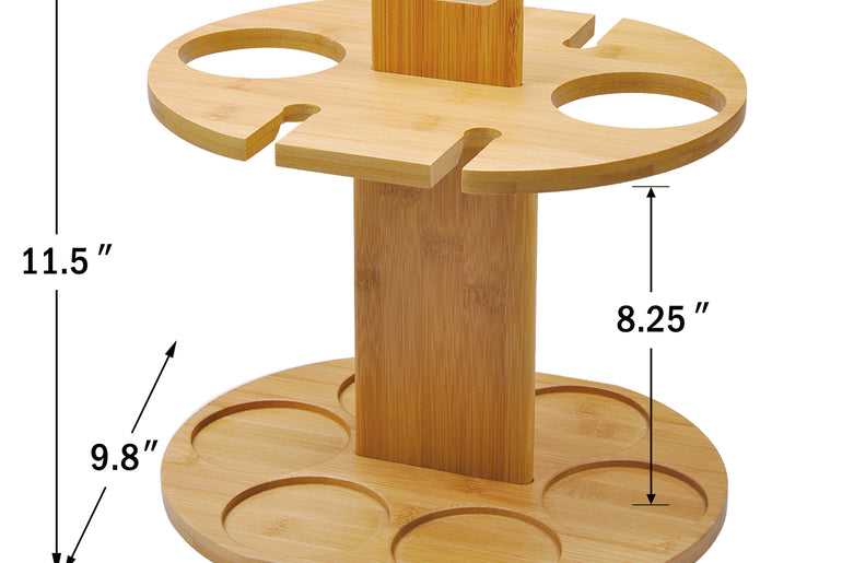 Tirrinia Bamboo Wine Bottle Holder with Corkscrew size chart