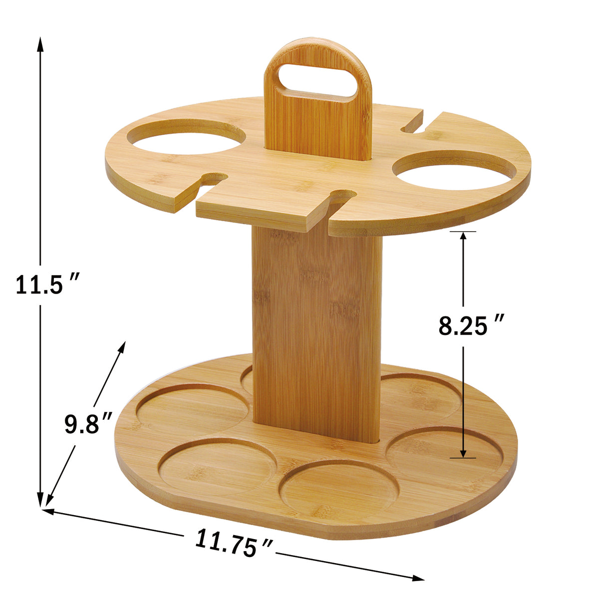 Tirrinia Bamboo Wine Bottle Holder with Corkscrew size chart