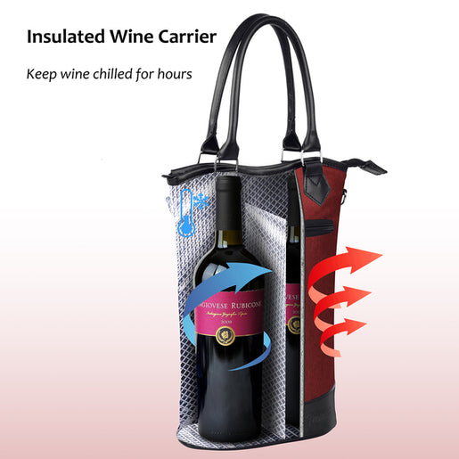 Tirrinia 2 Bottle Wine Gift Tote with Corkscrew for Outdoor