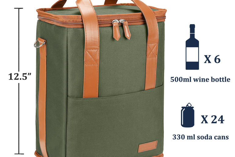 Tirrinia 6 Bottle Wine Purse Cooler for Wine Travel size chart