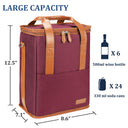 Tirrinia 6 Bottle Wine Purse Cooler for Wine Travel size chart