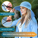Solaris Unisex Outdoor Sun Protection Fishing Cap with Neck Flap Wide Brim Mesh Hat for Travel Camping Hiking Hunting close-u