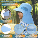 Solaris Unisex Outdoor Sun Protection Fishing Cap with Neck Flap Wide Brim Mesh Hat for Travel Camping Hiking Hunting close-u