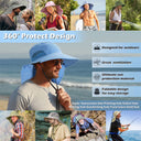 Solaris Unisex Outdoor Sun Protection Fishing Cap with Neck Flap Wide Brim Mesh Hat for Travel Camping Hiking Hunting newarri