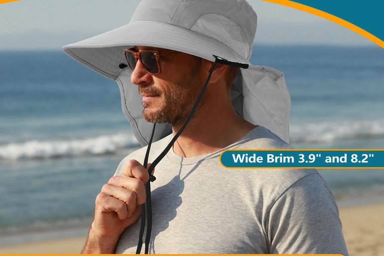 Solaris Unisex Outdoor Sun Protection Fishing Cap with Neck Flap Wide Brim Mesh Hat for Travel Camping Hiking Hunting close-u