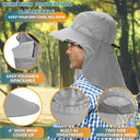 Solaris Unisex Outdoor Sun Protection Fishing Cap with Neck Flap Wide Brim Mesh Hat for Travel Camping Hiking Hunting close-u