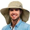 Tirrrinia Men's Wide Brim Sun Hat with Neck Flap