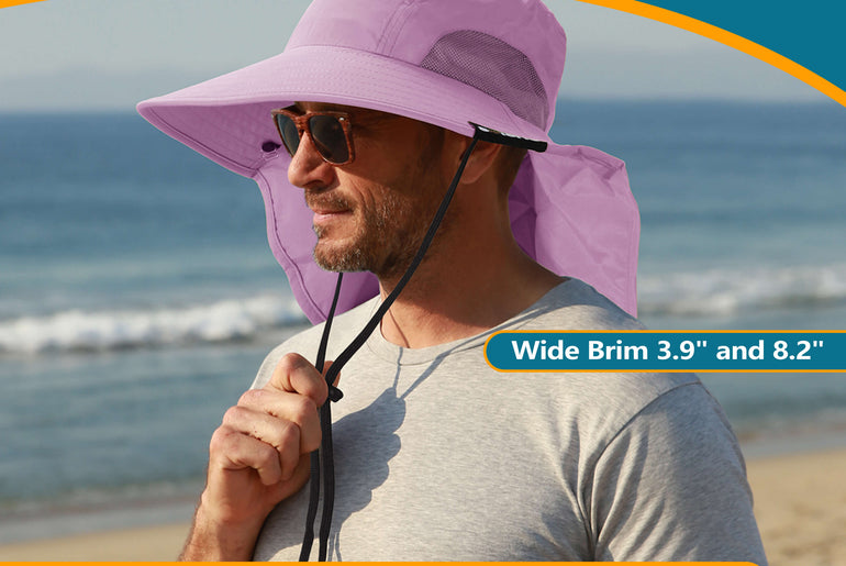Solaris Unisex Outdoor Sun Protection Fishing Cap with Neck Flap Wide Brim Mesh Hat for Travel Camping Hiking Hunting close-u