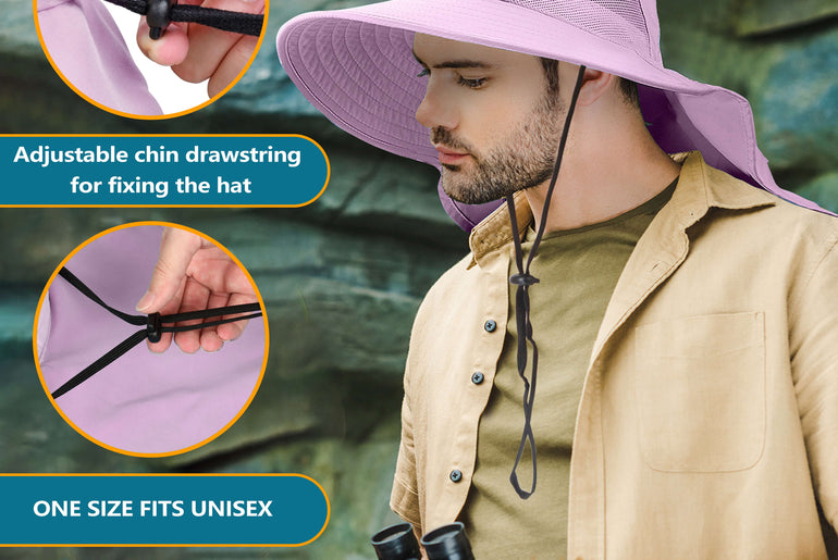 Solaris Unisex Outdoor Sun Protection Fishing Cap with Neck Flap Wide Brim Mesh Hat for Travel Camping Hiking Hunting close-u