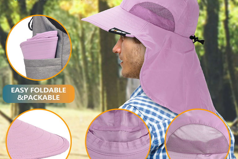 Solaris Unisex Outdoor Sun Protection Fishing Cap with Neck Flap Wide Brim Mesh Hat for Travel Camping Hiking Hunting close-u