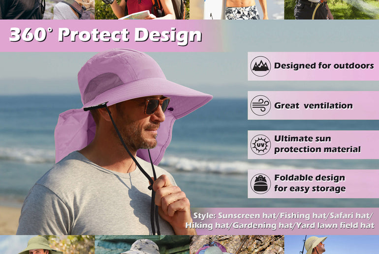 Solaris Unisex Outdoor Sun Protection Fishing Cap with Neck Flap Wide Brim Mesh Hat for Travel Camping Hiking Hunting newarri