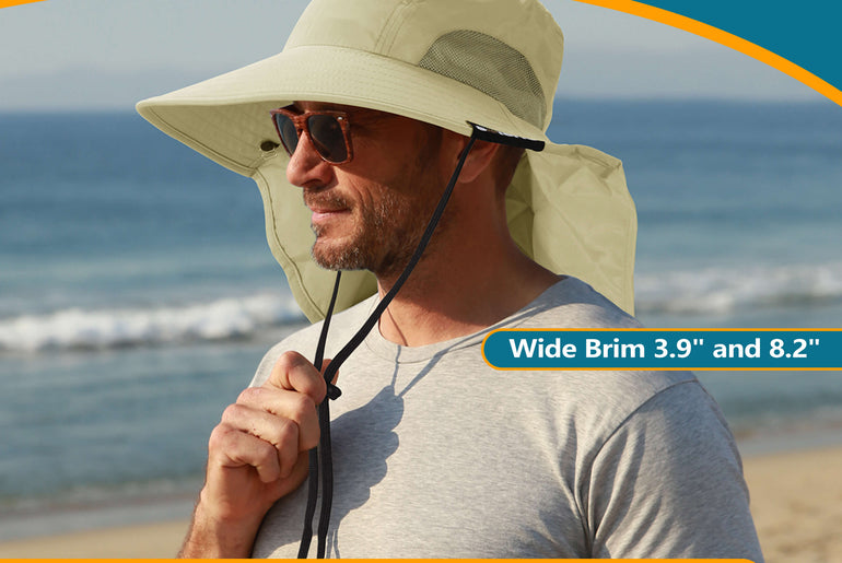 Solaris Unisex Outdoor Sun Protection Fishing Cap with Neck Flap Wide Brim Mesh Hat for Travel Camping Hiking Hunting close-u