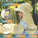 Solaris Unisex Outdoor Sun Protection Fishing Cap with Neck Flap Wide Brim Mesh Hat for Travel Camping Hiking Hunting close-u