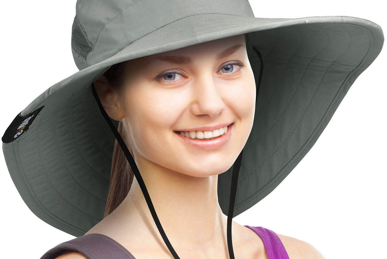 Solaris Outdoor Wide Brim Sun Hats Blocking UV Protection Cap UPF 50+ Foldable Mesh Net for Finishing, Hiking, Camping side v