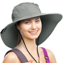 Solaris Outdoor Wide Brim Sun Hats Blocking UV Protection Cap UPF 50+ Foldable Mesh Net for Finishing, Hiking, Camping side v