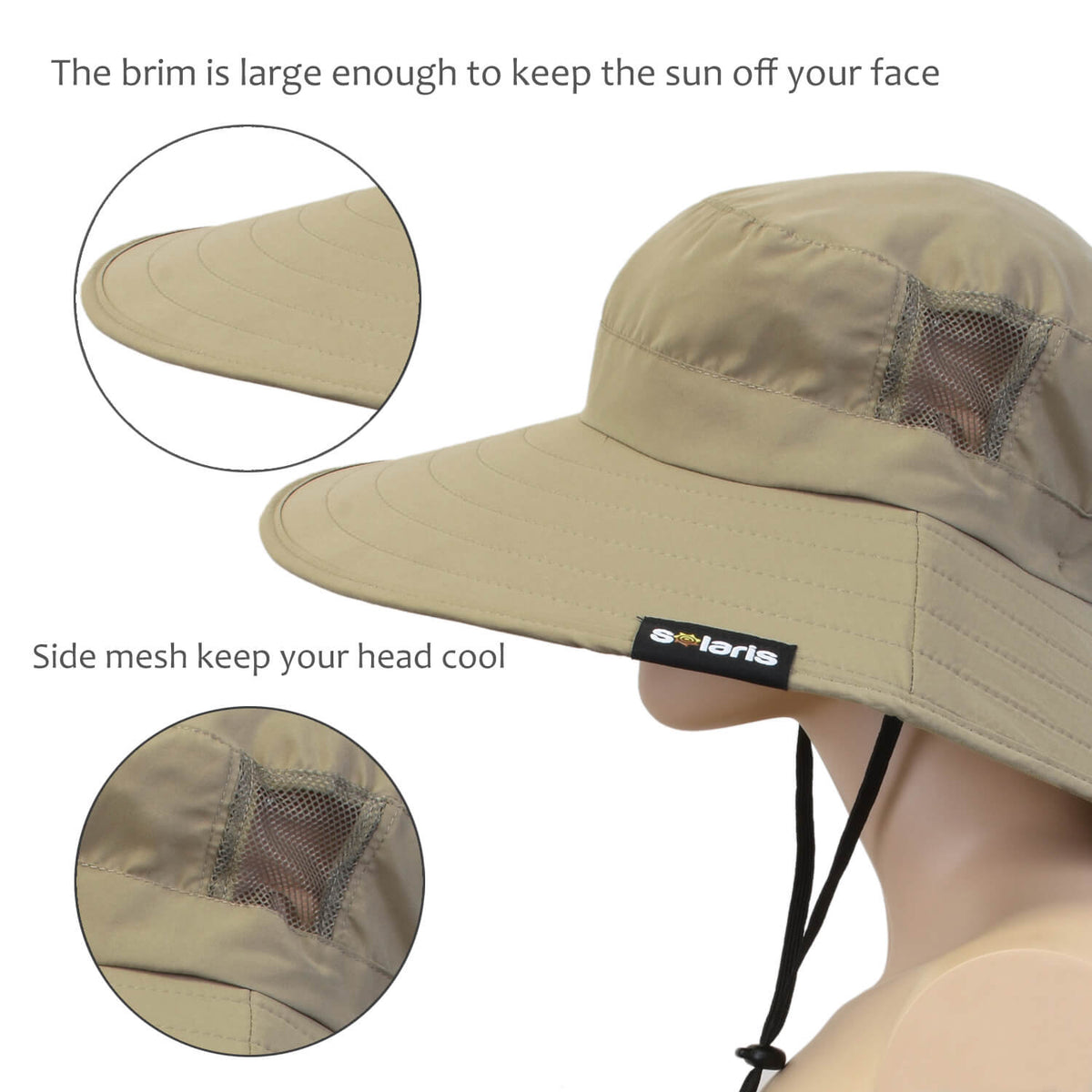 Solaris Outdoor Wide Brim Sun Hats Blocking UV Protection Cap UPF 50+ Foldable Mesh Net for Finishing, Hiking, Camping newarr