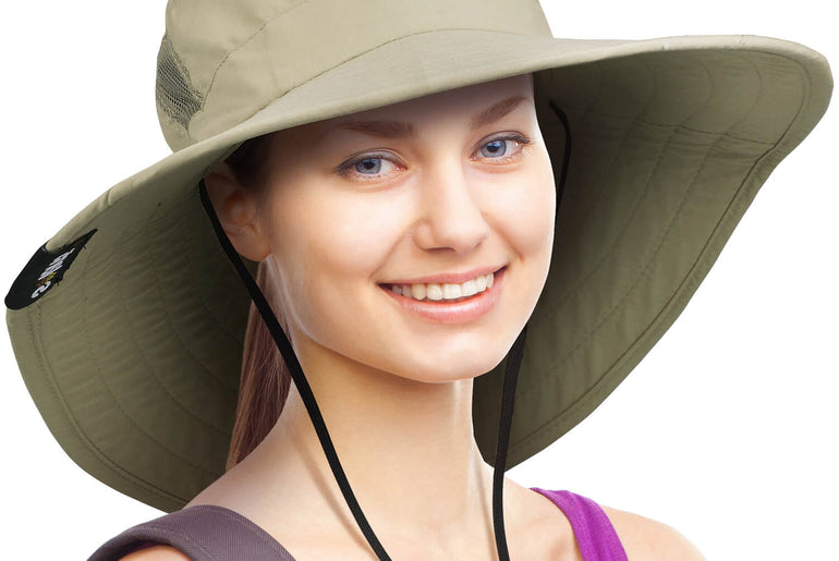 Solaris Outdoor Wide Brim Sun Hats Blocking UV Protection Cap UPF 50+ Foldable Mesh Net for Finishing, Hiking, Camping front 