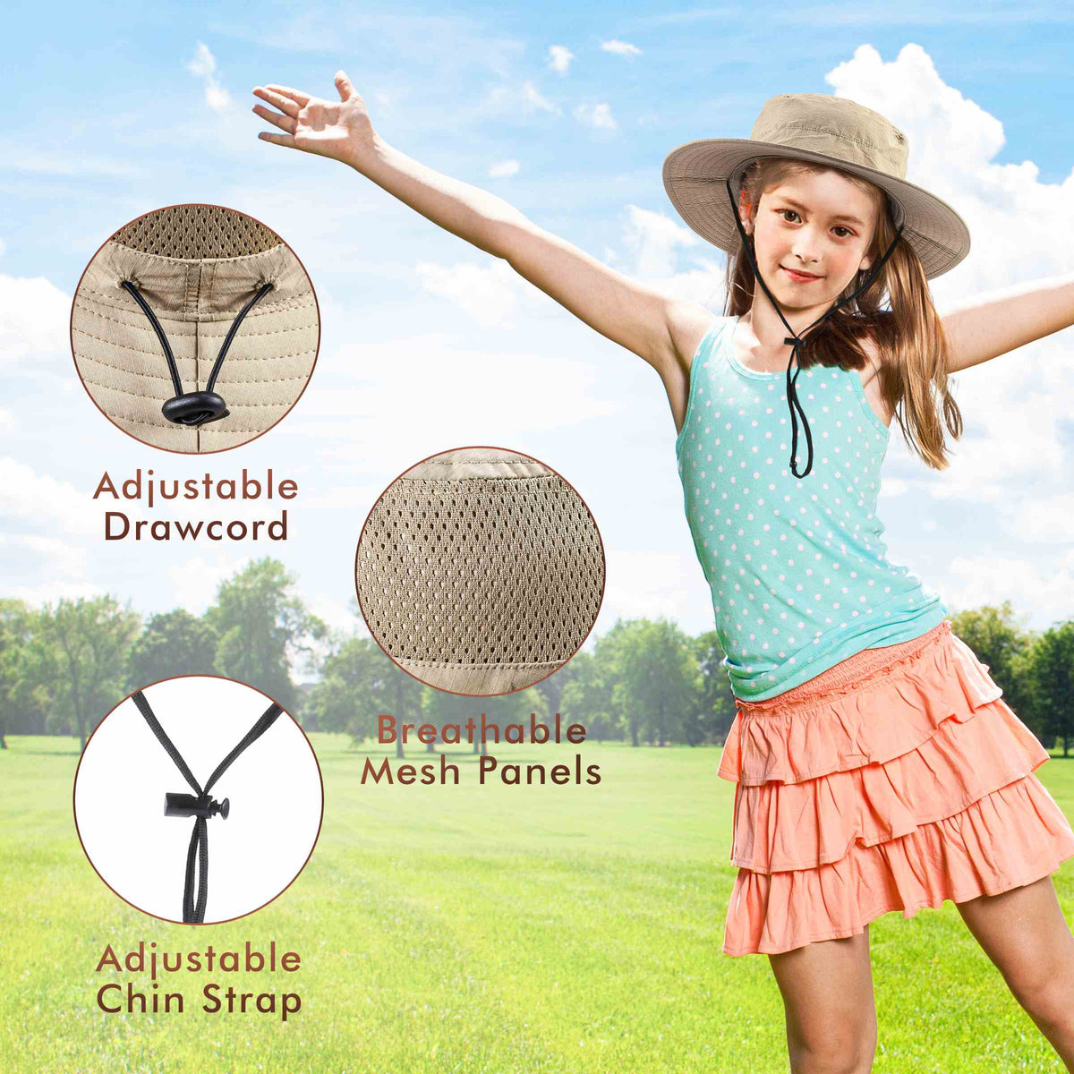 Solaris by Tirrinia Kids Sun Hat UPF 50+ – Adjustable Outdoor Hat for Toddlers & Children