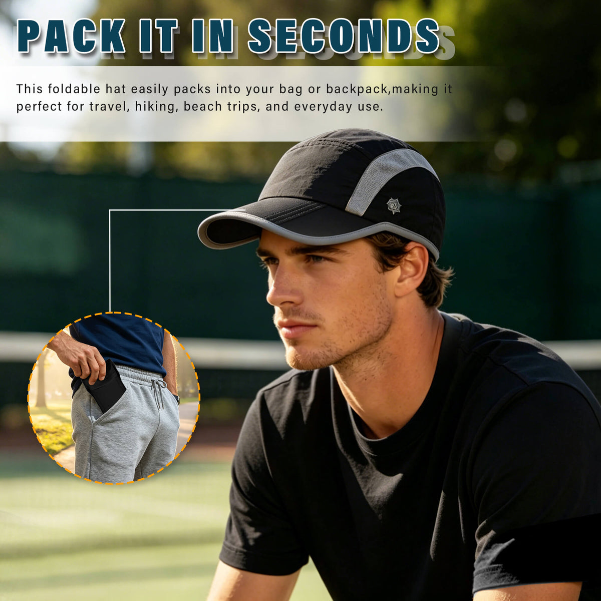 Solaris UPF 50+ Running Cap – Lightweight Foldable Sports Hat for Outdoor Training & Travel back view