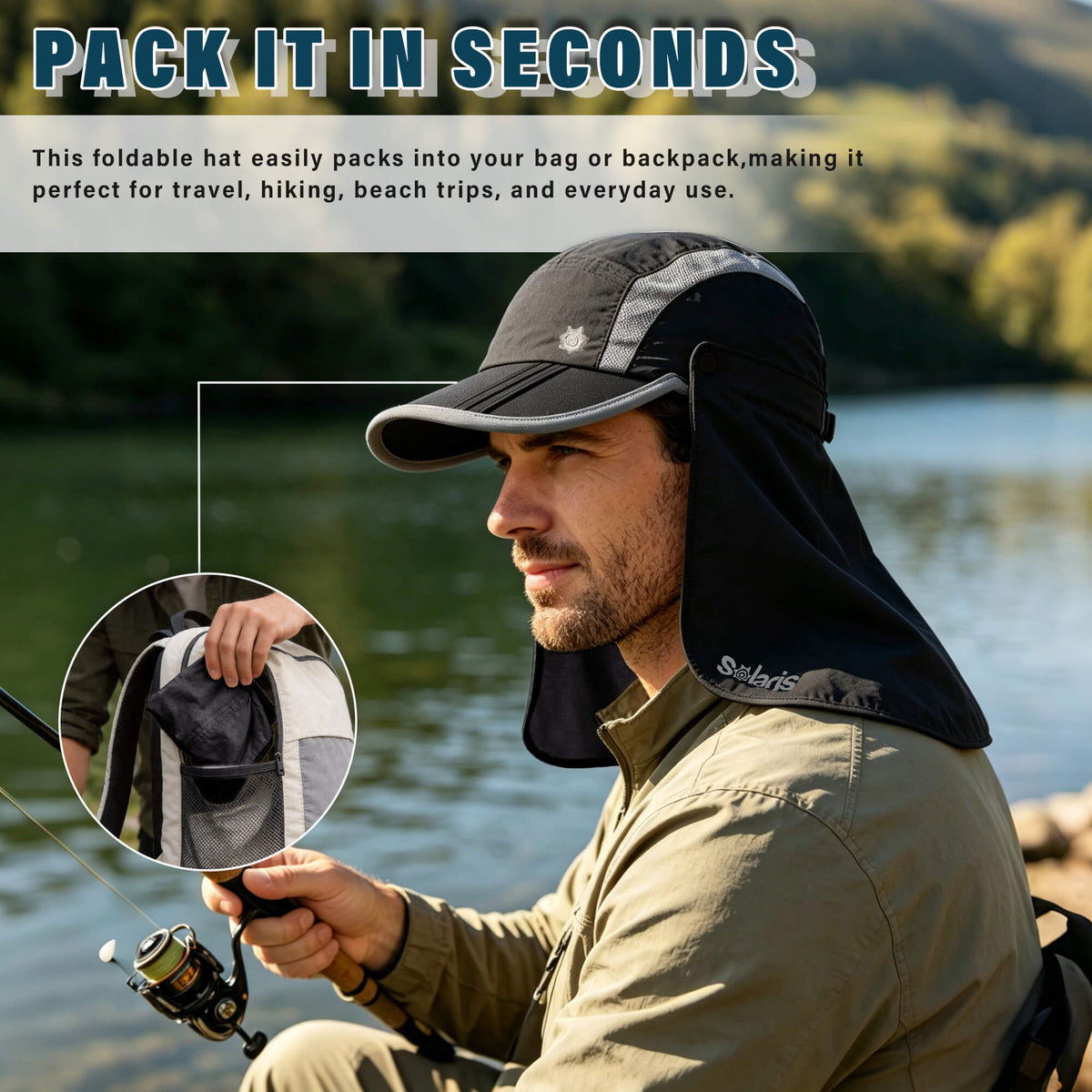 Solaris UPF 50+ Running Cap – Lightweight Foldable Breathable Sports Hat side view