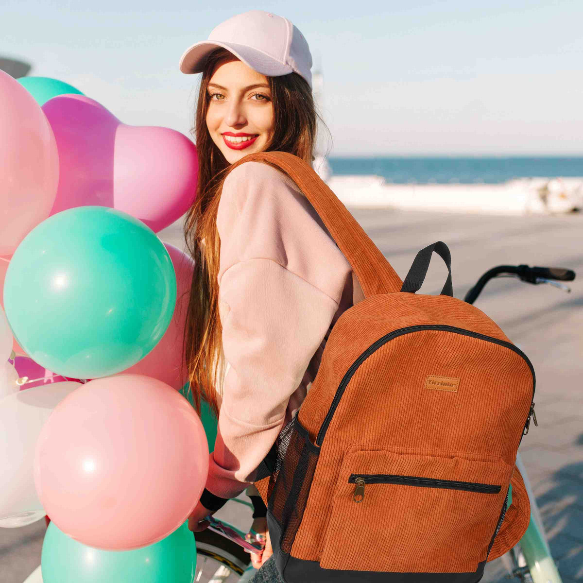 Tirrinia Classic Vintage Orange Corduroy Backpack product image 7