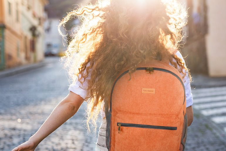 Tirrinia Classic Vintage Orange Corduroy Backpack product image 6