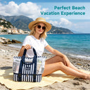 Tirrinia Mesh Beach Bag with Cooler Compartment, Extra Large Totes for Beach  Travel, Functional Fashion Beach Bag for Women