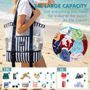 Tirrinia Mesh Beach Bag with Cooler Compartment, Extra Large Totes for Beach  Travel, Functional Fashion Beach Bag for Women