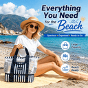 Tirrinia Mesh Beach Bag with Cooler Compartment, Extra Large Totes for Beach  Travel, Functional Fashion Beach Bag for Women 