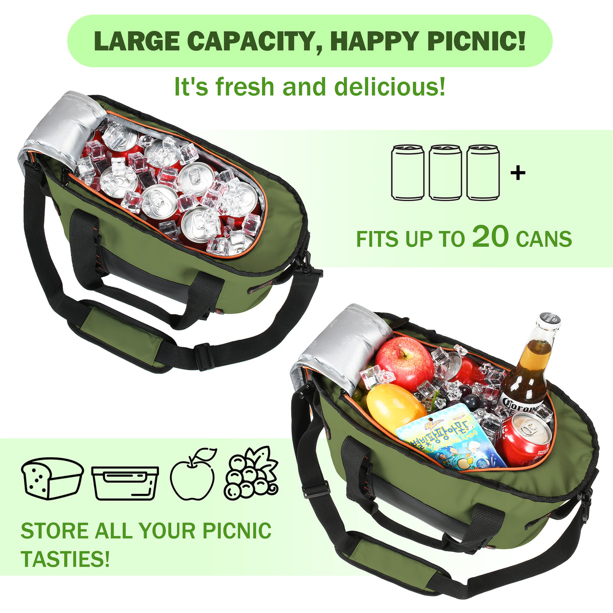 Tirrinia 20 Cans Insulated Soft Cooler Bag