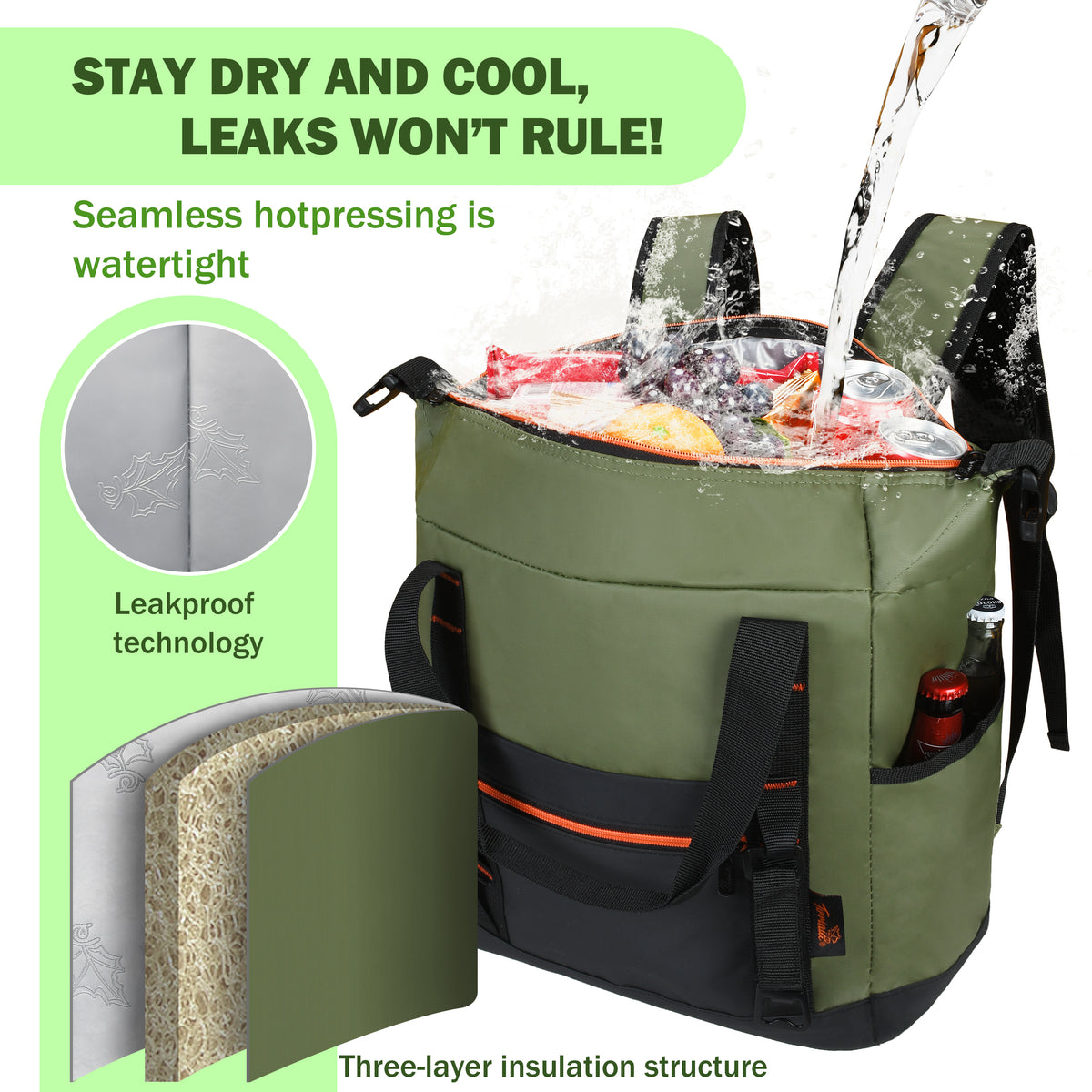 Tirrinia 36 Cans Insulated Soft Cooler Bag close-up detail