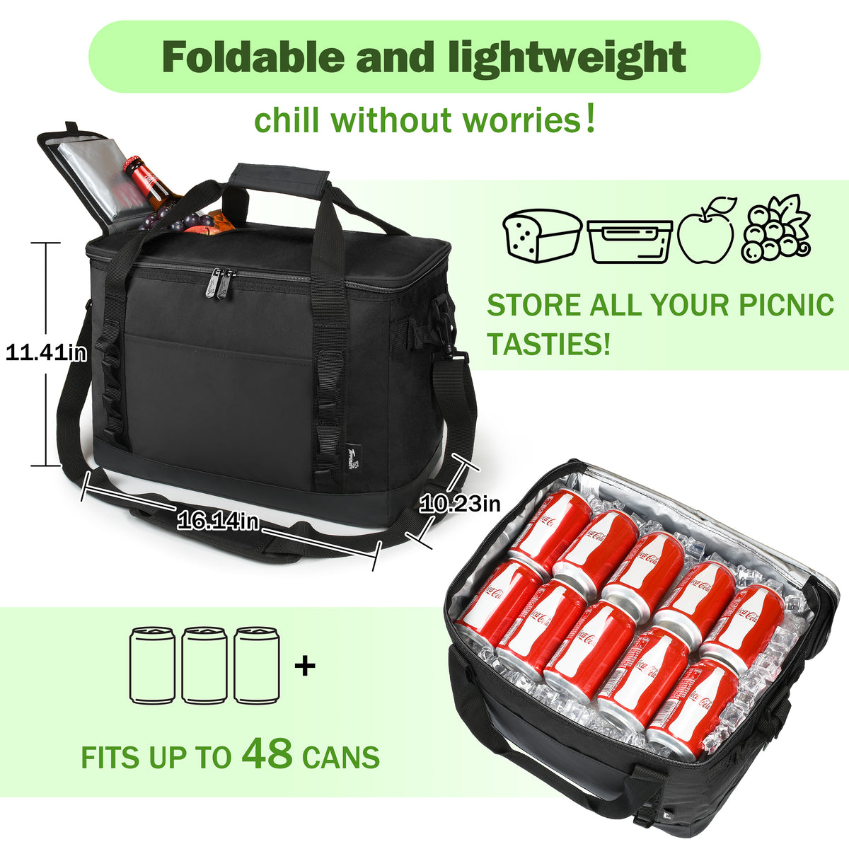 Tirrinia 48 Cans Insulated Soft Cooler Bag close-up detail