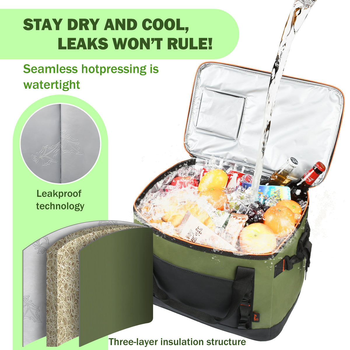 Tirrinia 48 Cans Insulated Soft Cooler Bag close-up detail